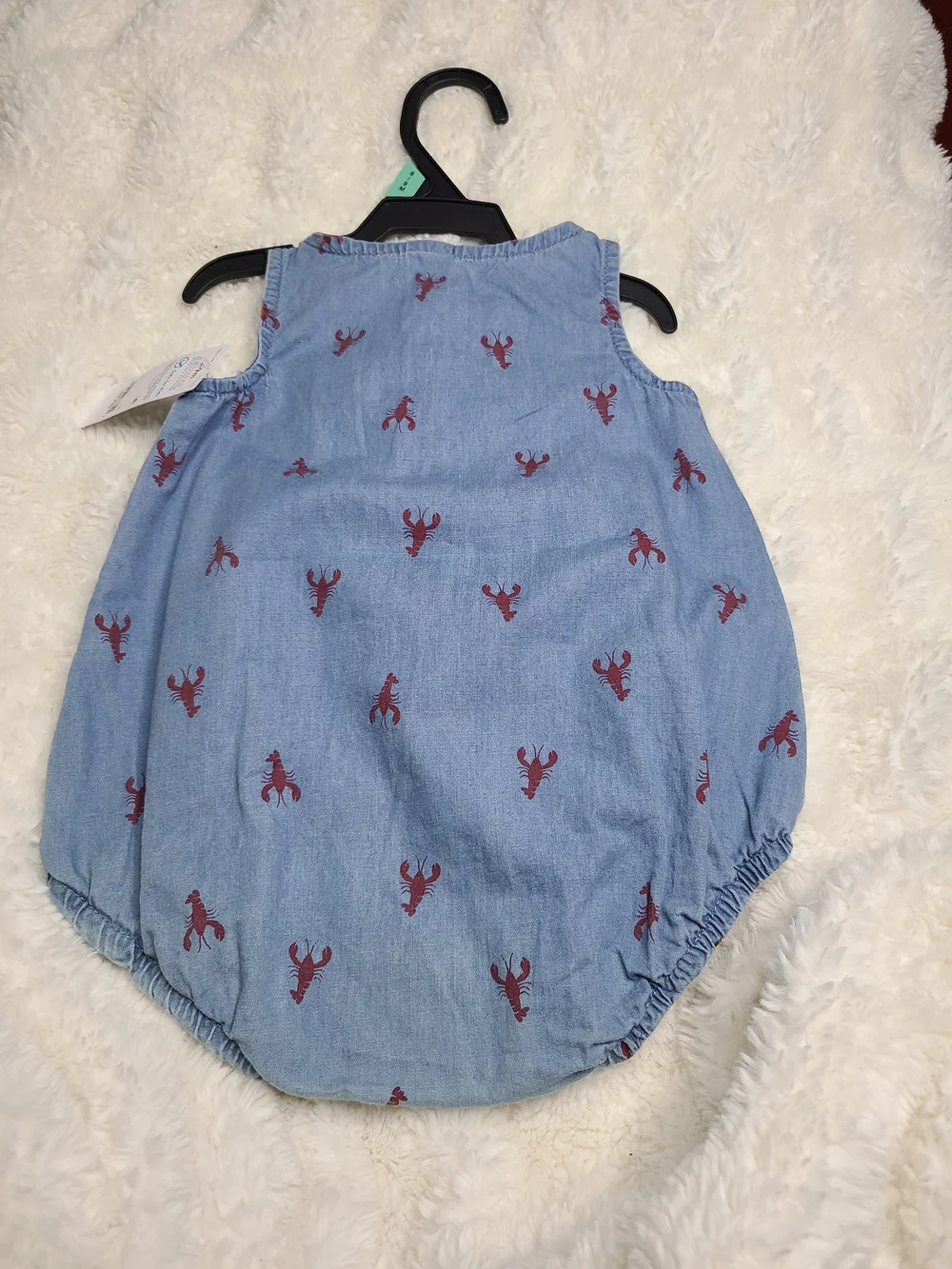Carter's Chambray Bubble Romper with Red Lobster Print